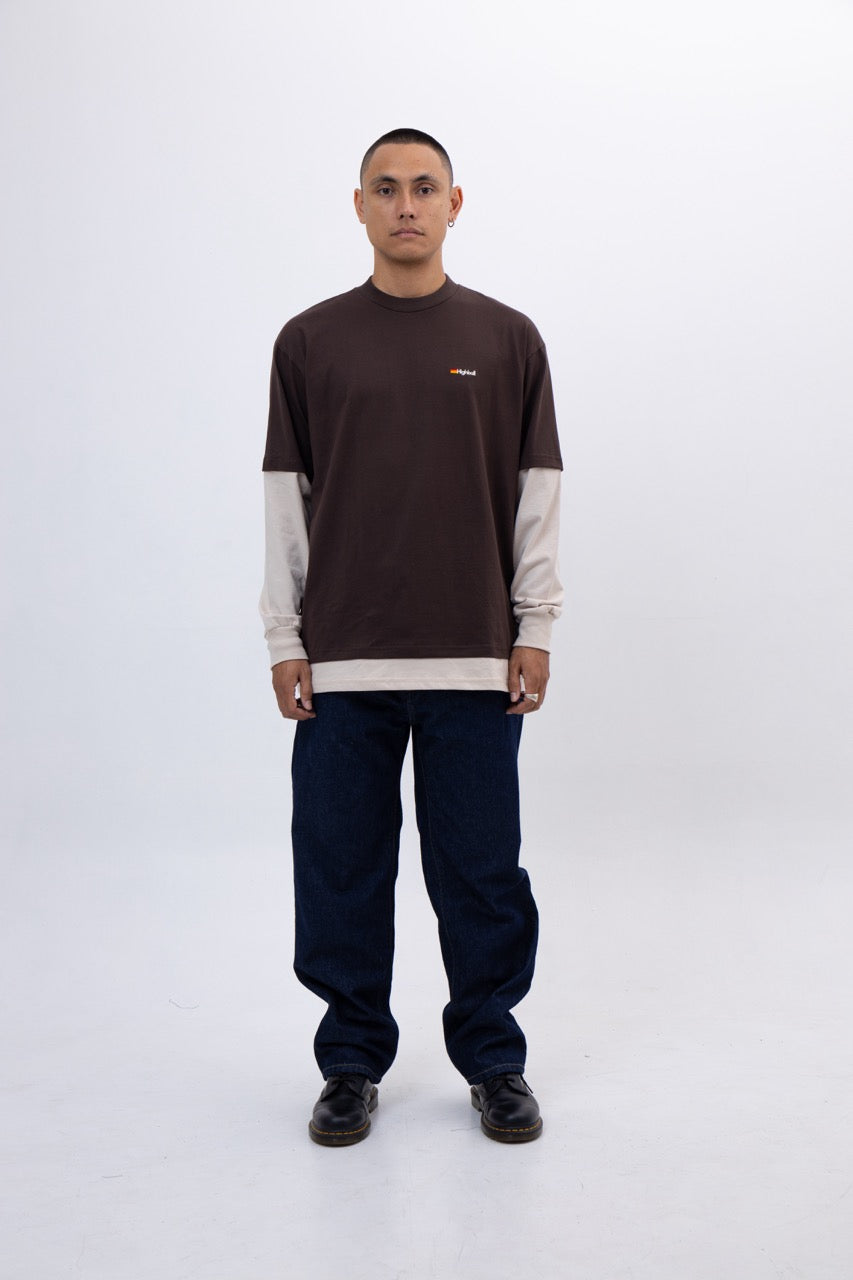 MUSKA TEE - DARK BROWN -  BEIGE