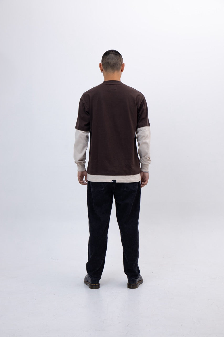 MUSKA TEE - DARK BROWN -  BEIGE