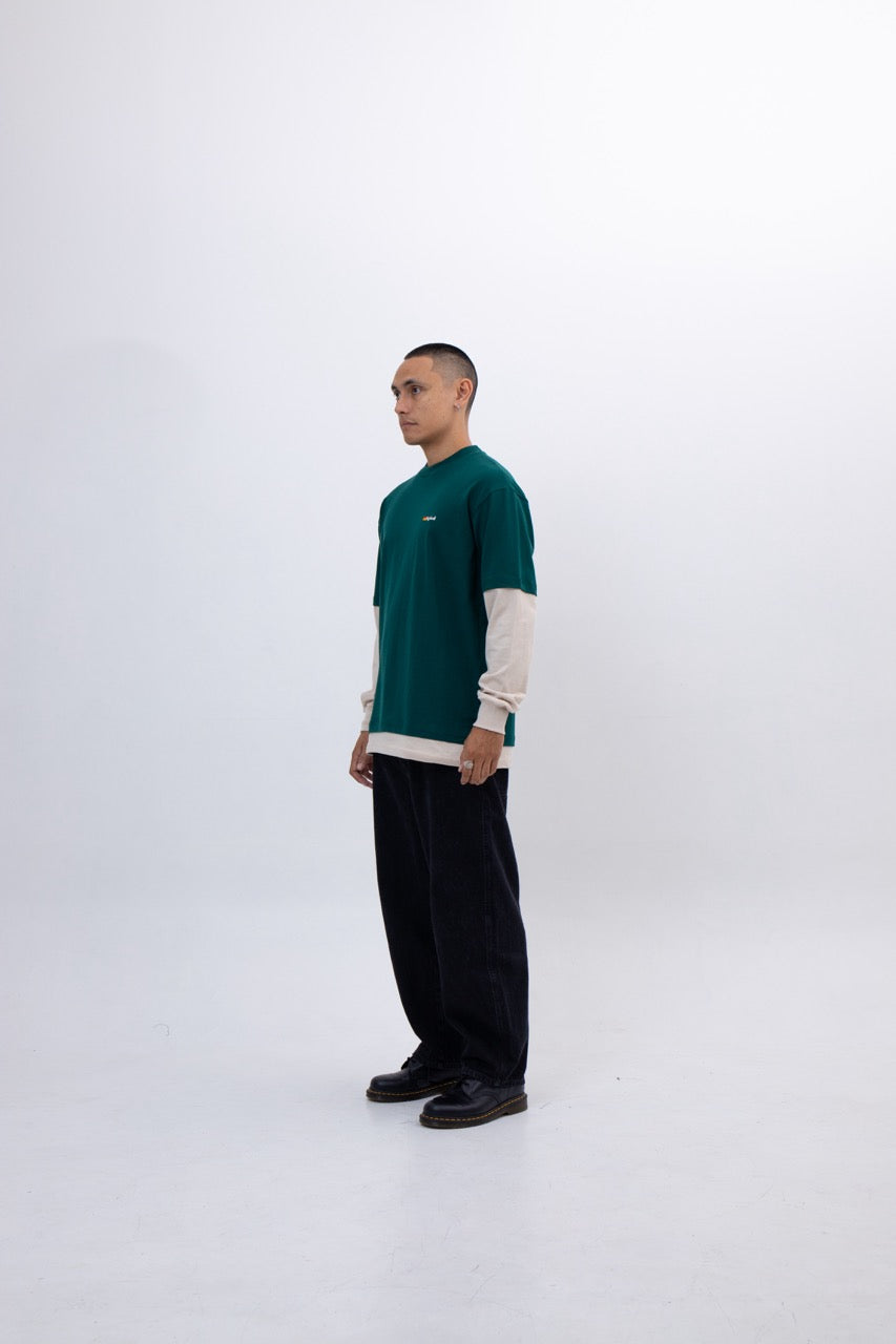 MUSKA TEE - DARK GREEN -  BEIGE