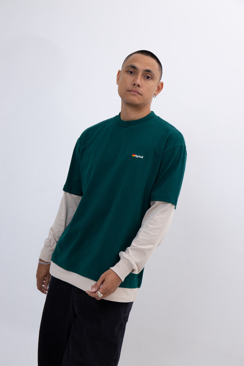 MUSKA TEE - DARK GREEN -  BEIGE